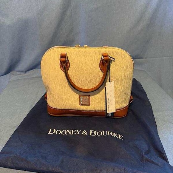 Dooney & Bourke Cream and Brown Satchel - Picture 1 of 3
